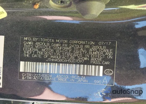 2017 Lexus Rc 200T from USA, damaged, VIN JTHHA5BC6H5007097